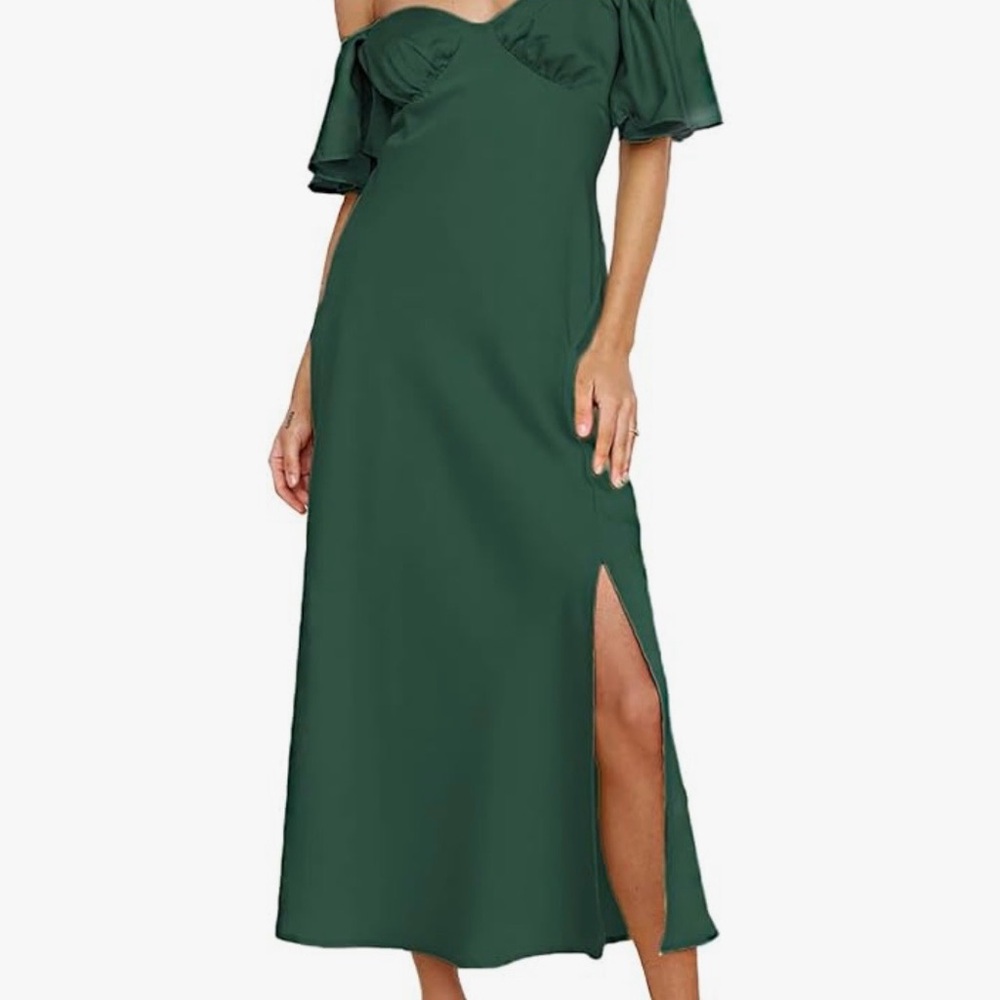 Elegant Green Off-Shoulder Dress